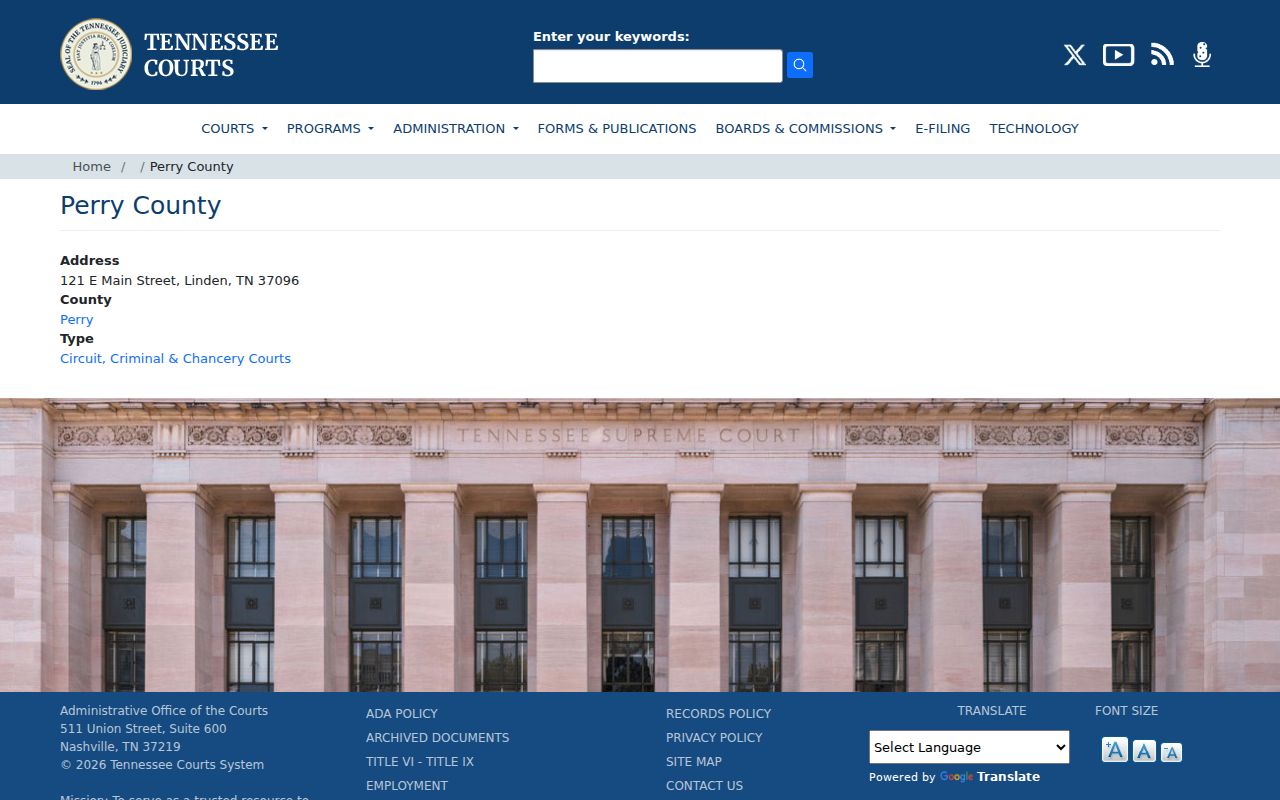 Perry County criminal court case courthouse listing
