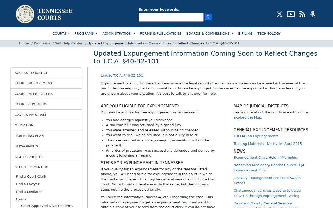 Perry County criminal record expungement instructions