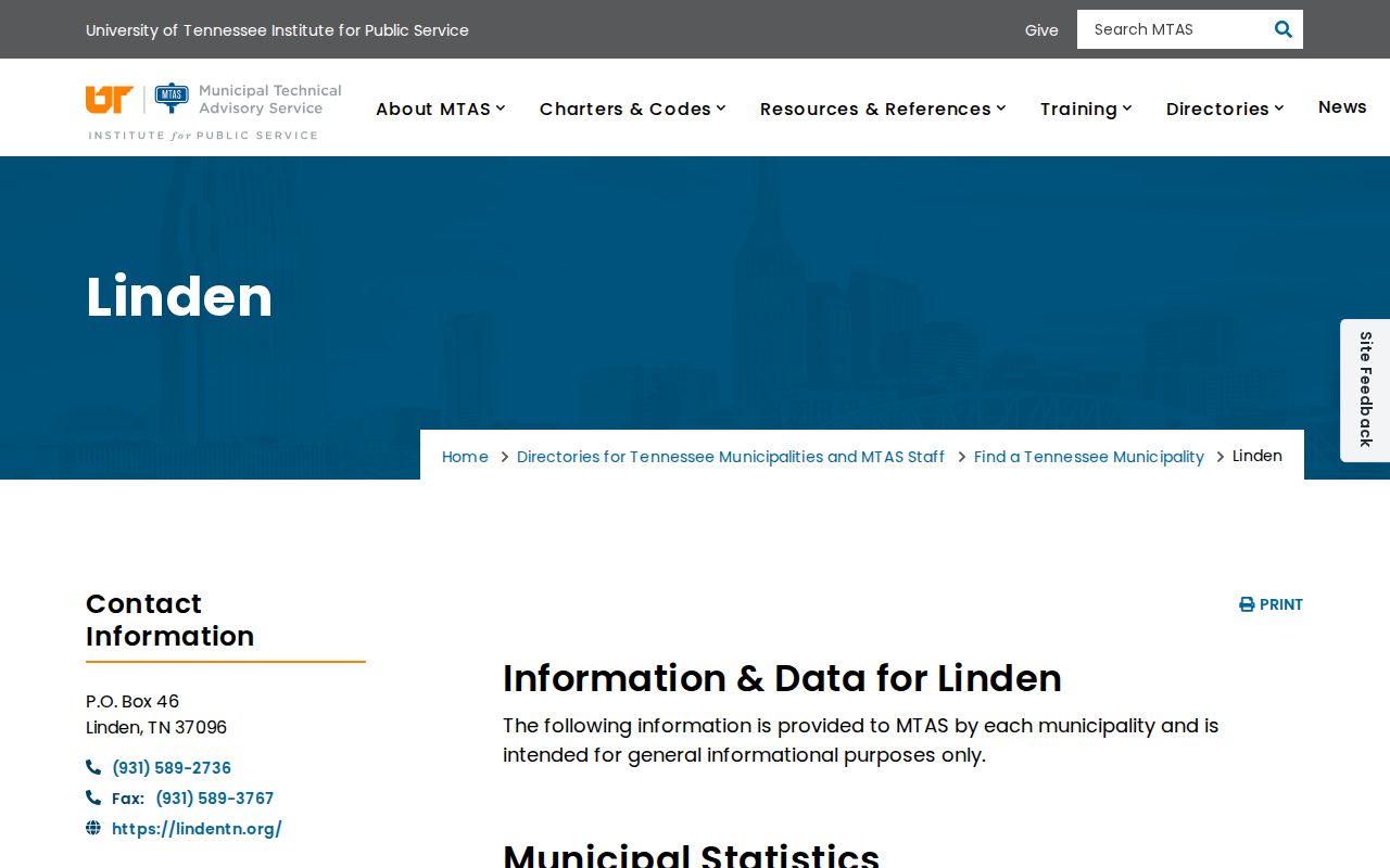 Linden criminal records contact directory from UT MTAS
